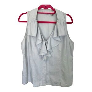 Richard Malcolm Light Gray Linen Blend Sleeveless Blouse | Size L